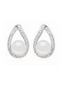 thumb Simple Water Drop Imitation Pearl Shiny Crystal-covered Stud Earrings 2