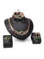 thumb Alloy Imitation-gold Plated Vintage style Oval-shaped Artificial Stone Four Pieces Jewelry Set 2
