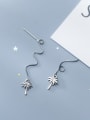 thumb 925 Sterling Silver With Antique Silver Plated Fashion Coconut Tree Threader Earrings 0