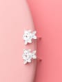 thumb Elegant Flower Shaped Rhinestone Silver Stud Earrings 1