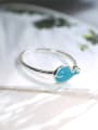 thumb Simple Tiny Blue Dolphin 925 Silver Glue Opening Ring 1
