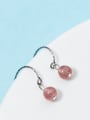 thumb Fresh Pink Round Shaped Crystal S925 Silver Drop Earrings 1