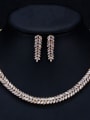 thumb Luxury Shine  AAA Zircon Horse-eye leaves Necklace Earrings 2 Piece jewelry set 0