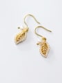 thumb 925 Sterling Silver With Gold Plated Personality Leaf Hook Earrings 2