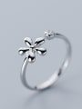 thumb 925 Sterling Silver With Silver Plated Simplistic Flower Free Size Rings 1