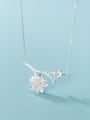 thumb 925 Sterling Silver With Platinum Plated Cute Branches Flower Necklaces 1