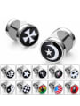 thumb Stainless Steel With Silver Plated Trendy Geometric umbbell Stud Earrings 0