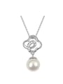 thumb Fashion Imitation Pearl-accented Flowery Pendant Alloy Necklace 0