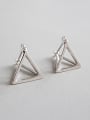 thumb Sterling silver simple geometric hollow three-dimensional triangular earrings 0