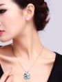 thumb 18K White Gold Leaf Shaped Crystal Necklace 1