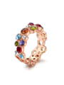 thumb Round Hollow Colorful Crystals Fashion Copper Ring 0