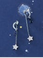 thumb 925 Sterling Silver With Cubic Zirconia Personality Star Moon Drop Earrings 0
