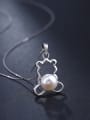 thumb Personalized Hollow Bear Freshwater Pearl 925 Silver Pendant 0