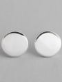 thumb 925 Sterling Silver With Silver Plated Simplistic Round Light mirror Stud Earrings 0