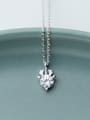 thumb All-match Antlers Shaped Rhinestone S925 Silver Necklace 0