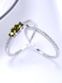 thumb Trendy Green Zircon Geometric Shaped 925 Silver Ring 2