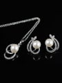 thumb Alloy White Gold Plated Fashion Artificial Pearl and Rhinestone Two Pieces Jewelry Set 1