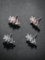 thumb Copper With Cubic Zirconia Simplistic Flower Drop Earrings 2