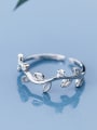 thumb 925 Sterling Silver With Platinum Plated Simplistic Leaf free size Rings 2