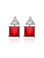thumb Creative Red Geometric Shaped Austria Crystal Stud Earrings 0