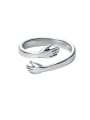 thumb 925 Sterling Silver With Glossy   Simple little hand Free Size  Rings 0