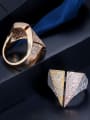 thumb Copper With Cubic Zirconia   Luxury  Two Triangle Band Rings 4