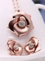 thumb Alloy Rose Gold Plated Fashion Rhinestones Flower Two Pieces Jewelry Set 1