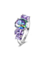 thumb Fashion Purple Glass Stone Platinum Plated Ring 0