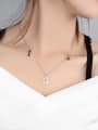 thumb Simple Letter I D Rhinestone Rose Gold Plated Necklace 1