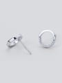 thumb All-match Round Shaped Rhinestone Silver Stud Earrings 1