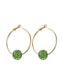 thumb All-match Green Gold Plated Rhinestone Drop Earrings 0