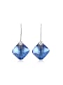 thumb All-match Blue Square Shaped Glass Stone Drop Earrings 0