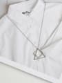 thumb Simple Hollow Triangle Square Combined Silver Women Necklace 1