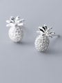 thumb 925 Sterling Silver With Platinum Plated Cute Friut Pineapple Stud Earrings 1
