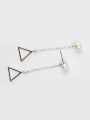 thumb Fashion Hollow Triangle Artificial Pearl Stud Earrings 0
