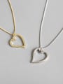 thumb Sterling silver  simple  hollow love  heart necklace 3