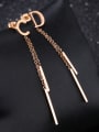 thumb Simple Letter C D Tassels Rose Gold Plated Drop Earrings 2