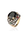 thumb Retro style Black Round Resin stone Crystals Alloy Ring 0