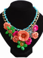 thumb Exaggerated Colorful Iron Acrylic Flowers Alloy Necklace 1