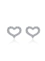 thumb Hollow Heart Micro Pave Simple Stud Earrings 0