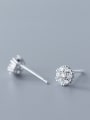 thumb 925 Sterling Silver With Silver Plated Simplistic Round Stud Earrings 2