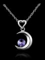 thumb Fashion Heart Moon Cubic Crystal 925 Sterling Silver Pendant 0