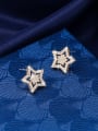 thumb Copper With Cubic Zirconia  Cute  Hollow Star Stud Earrings 1
