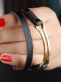 thumb Fashion Two-band Artificial Leather Gold Plated Bracelet 2