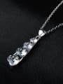 thumb Fashion Cubic White Zirconias Pendant Copper Necklace 1