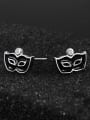 thumb Personalized Black Tiny Mask 925 Sterling Silver Stud Earrings 1