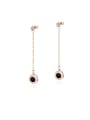 thumb Stainless Steel With Rose Gold Plated Simplistic Round Threader Earrings 0