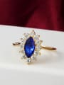 thumb Creative Blue Oval Shaped 18K Gold Plated Zircon Ring 1