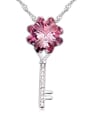 thumb Personalized Flowery austrian Crystal Key Pendant Alloy Necklace 1