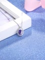 thumb Purple Stone 925 Silver Water Drop Shaped Necklace 2